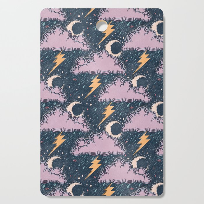 Stormy Night - midnight and lavender  Cutting Board Gallery Image 1