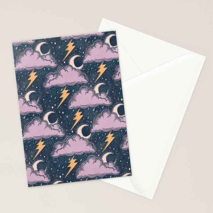 Stormy Night - midnight and lavender  Stationery Card Gallery Image 2