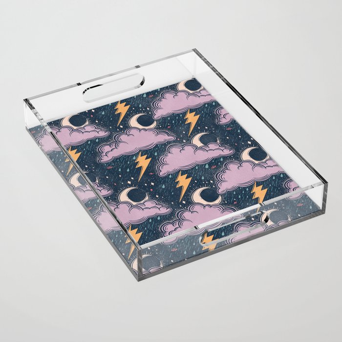 Stormy Night - midnight and lavender  Acrylic Tray Gallery Image 1