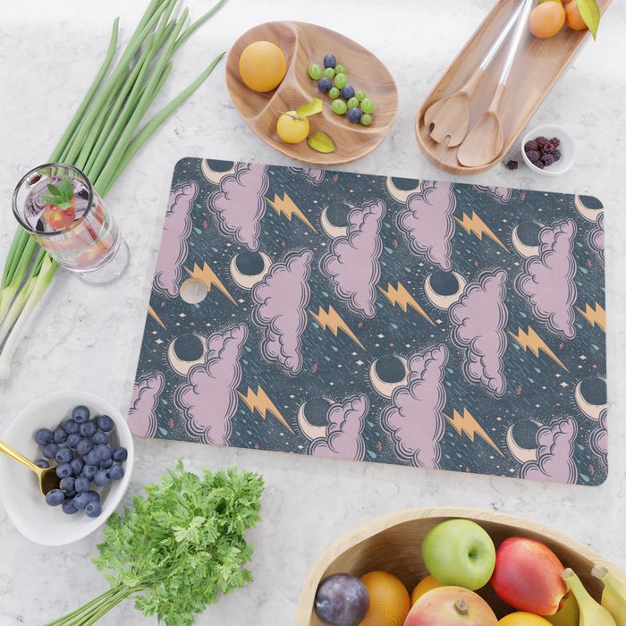 Stormy Night - midnight and lavender  Cutting Board Gallery Image 2
