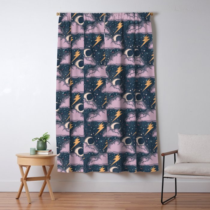 Stormy Night - midnight and lavender  Window Curtain Gallery Image 5