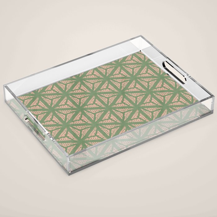 Threaded Geometric Green Peach Acrylic Tray Gallery Image 1