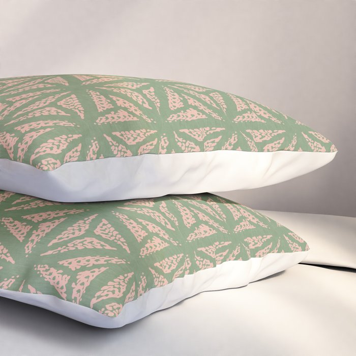 Threaded Geometric Green Peach Pillow Sham Gallery Image 3