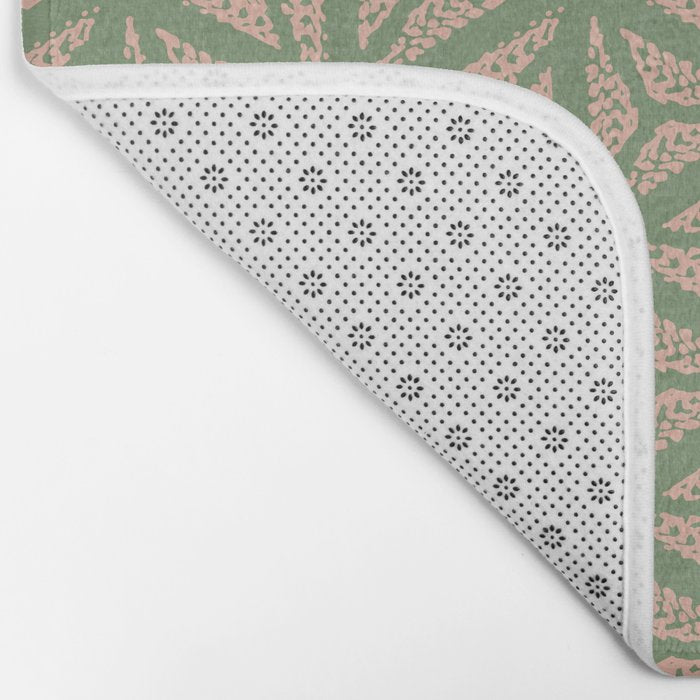 Threaded Geometric Green Peach Bath Mat Gallery Image 2