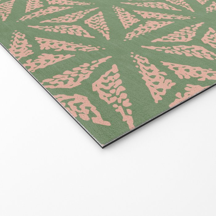 Threaded Geometric Green Peach Welcome Mat Gallery Image 2