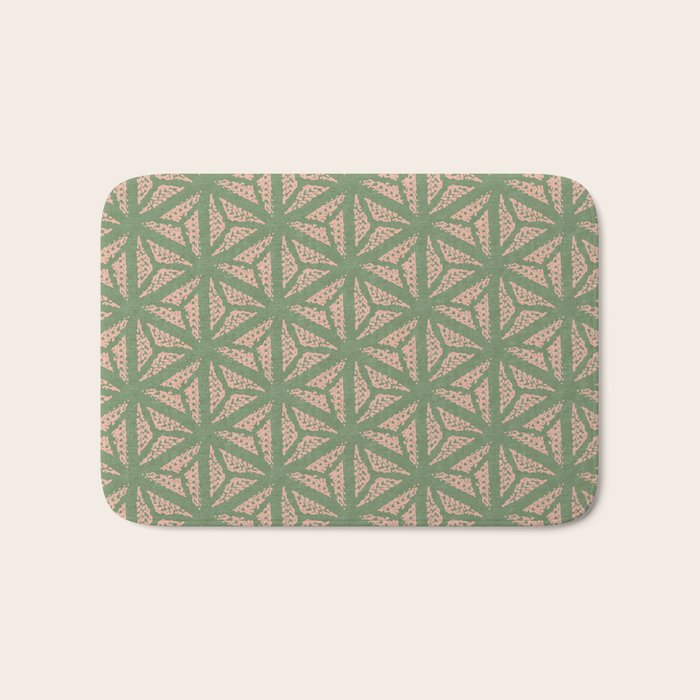 Threaded Geometric Green Peach Bath Mat Gallery Image 1