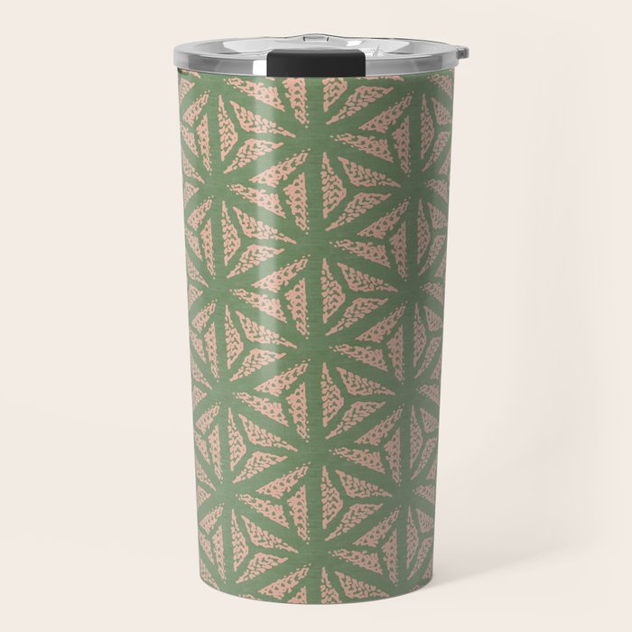 Threaded Geometric Green Peach Travel Mug Gallery Image 1