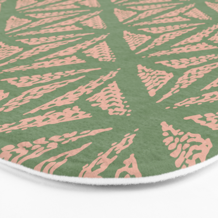 Threaded Geometric Green Peach Bath Mat Gallery Image 3