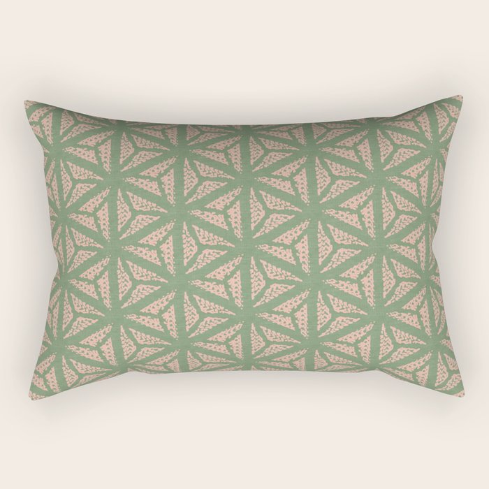 Threaded Geometric Green Peach Rectangular Pillow Gallery Image 1
