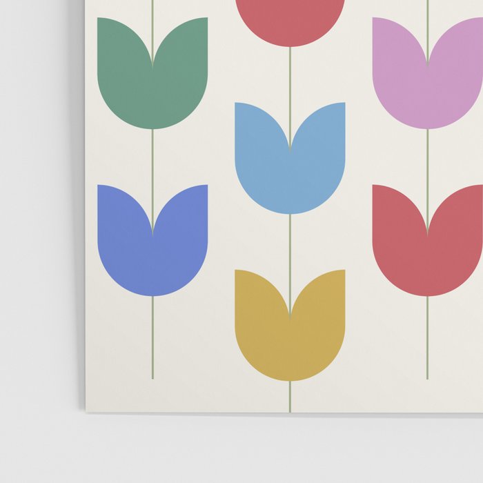 Spring Tulips IX Bright Rainbow Mid Century Flowers Poster Gallery Image 3