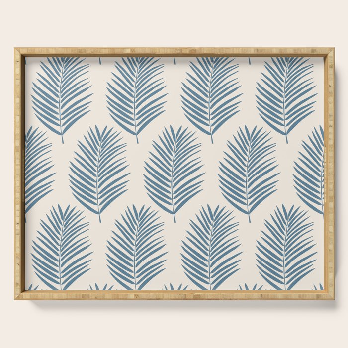 Palm Leaf Blue And Cream Serving Tray Gallery Image 1