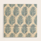 Palm Leaf Blue And Cream Wood Wall Art Gallery Image 1