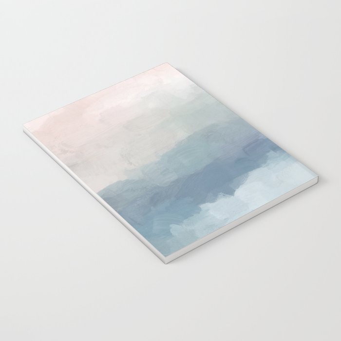 Atlantic Ocean Sunrise III - Blush Pink Mint Sky Baby Blue Abstract Sky Art Water Clouds Painting Notebook Gallery Image 3