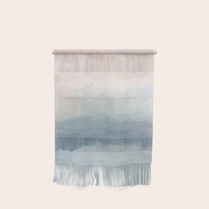 Atlantic Ocean Sunrise III - Blush Pink Mint Sky Baby Blue Abstract Sky Art Water Clouds Painting Wall Hanging Gallery Image 1
