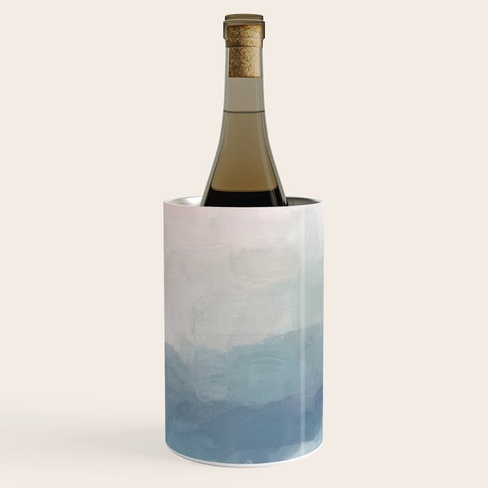 Atlantic Ocean Sunrise III - Blush Pink Mint Sky Baby Blue Abstract Sky Art Water Clouds Painting Wine Chiller Gallery Image 2
