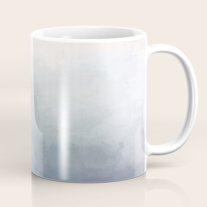Atlantic Ocean Sunrise III - Blush Pink Mint Sky Baby Blue Abstract Sky Art Water Clouds Painting Coffee Mug Gallery Image 1