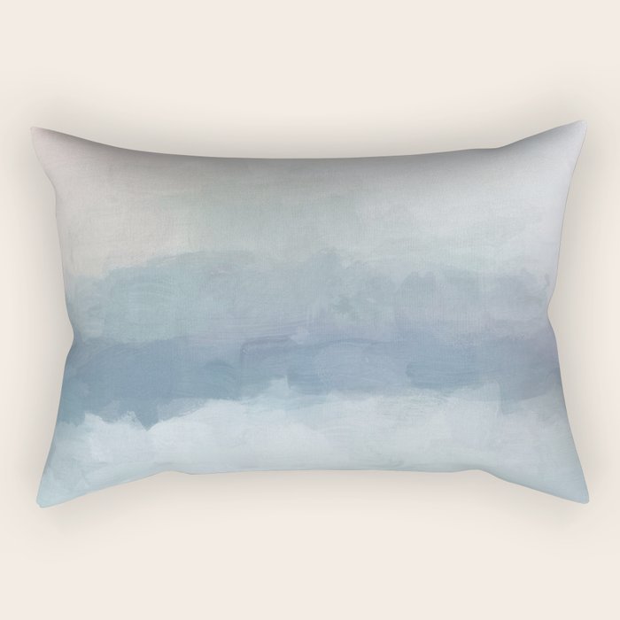 Atlantic Ocean Sunrise III - Blush Pink Mint Sky Baby Blue Abstract Sky Art Water Clouds Painting Rectangular Pillow Gallery Image 1
