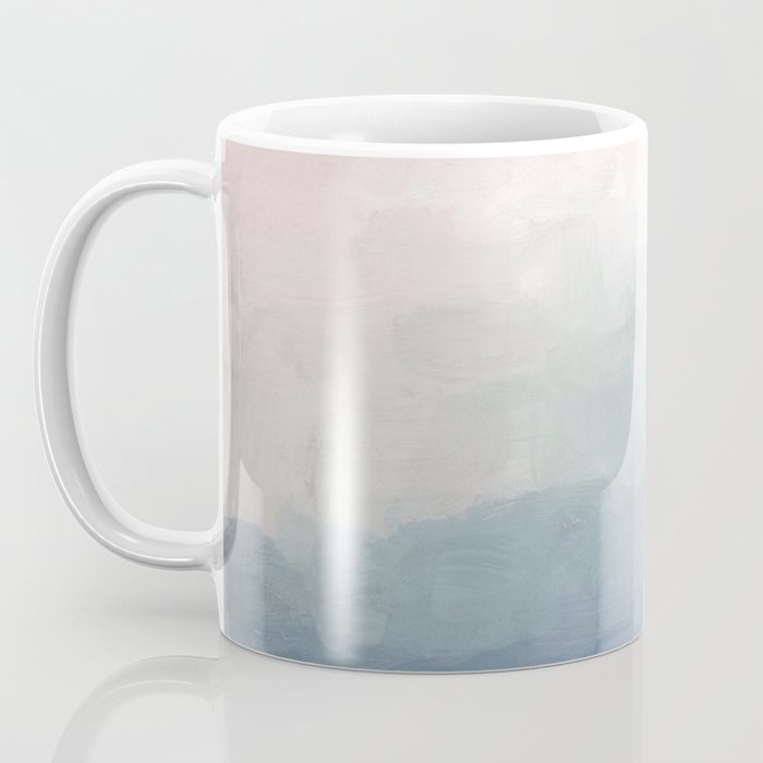 Atlantic Ocean Sunrise III - Blush Pink Mint Sky Baby Blue Abstract Sky Art Water Clouds Painting Coffee Mug Gallery Image 3