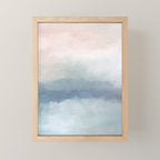 Atlantic Ocean Sunrise III - Blush Pink Mint Sky Baby Blue Abstract Sky Art Water Clouds Painting Mini Art Print Gallery Image 1