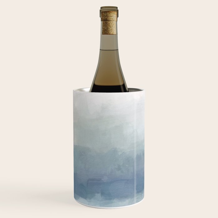 Atlantic Ocean Sunrise III - Blush Pink Mint Sky Baby Blue Abstract Sky Art Water Clouds Painting Wine Chiller Gallery Image 1