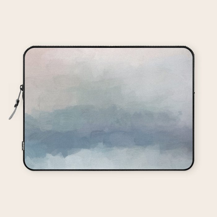 Atlantic Ocean Sunrise III - Blush Pink Mint Sky Baby Blue Abstract Sky Art Water Clouds Painting Laptop Sleeve Gallery Image 1