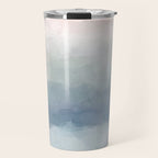 Atlantic Ocean Sunrise III - Blush Pink Mint Sky Baby Blue Abstract Sky Art Water Clouds Painting Travel Mug Gallery Image 1