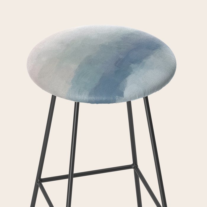 Atlantic Ocean Sunrise III - Blush Pink Mint Sky Baby Blue Abstract Sky Art Water Clouds Painting Stool Gallery Image 2