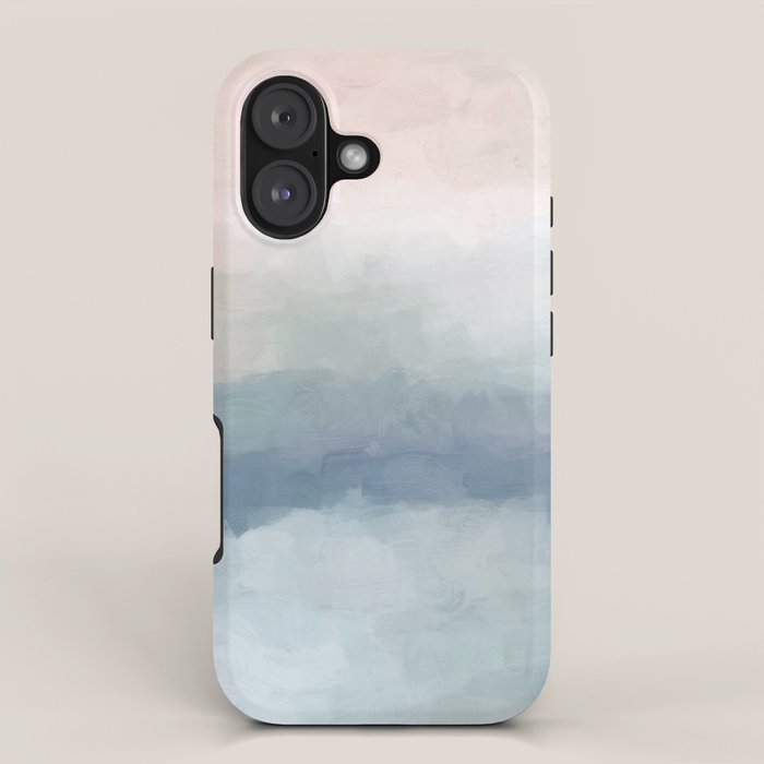 Atlantic Ocean Sunrise III - Blush Pink Mint Sky Baby Blue Abstract Sky Art Water Clouds Painting iPhone Case Gallery Image 1