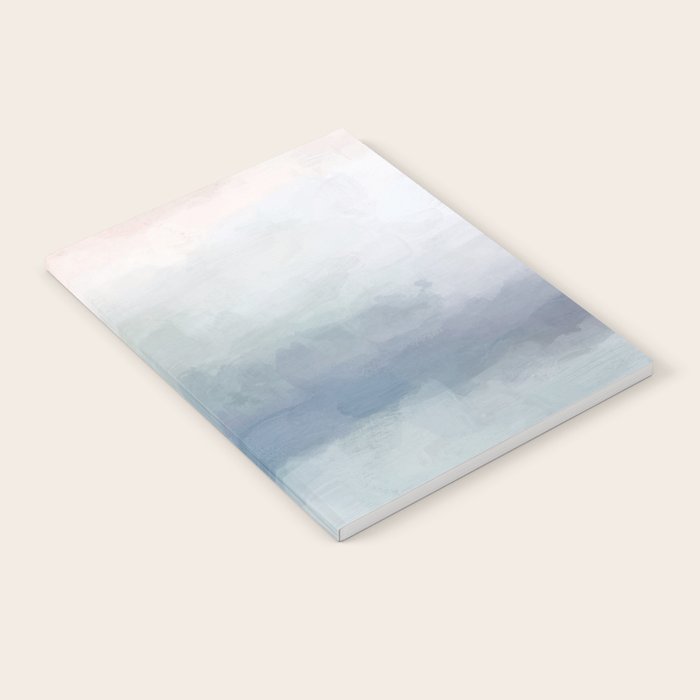 Atlantic Ocean Sunrise III - Blush Pink Mint Sky Baby Blue Abstract Sky Art Water Clouds Painting Notebook Gallery Image 1