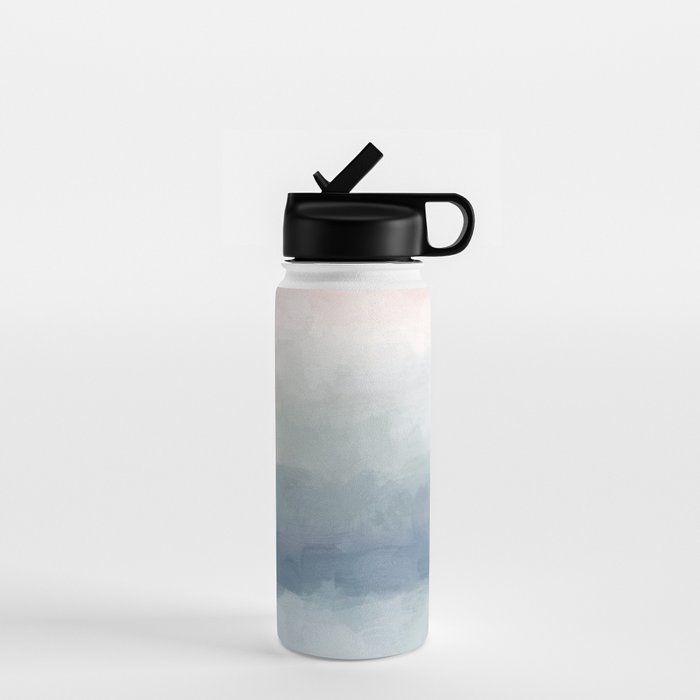 Atlantic Ocean Sunrise III - Blush Pink Mint Sky Baby Blue Abstract Sky Art Water Clouds Painting Water Bottle Gallery Image 1