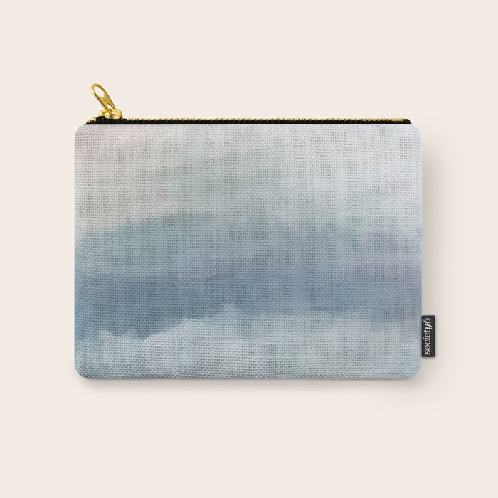 Atlantic Ocean Sunrise III - Blush Pink Mint Sky Baby Blue Abstract Sky Art Water Clouds Painting Carry All Pouch Gallery Image 1