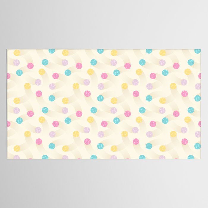 Colorful pastel tennis balls pattern Tablecloth Gallery Image 2