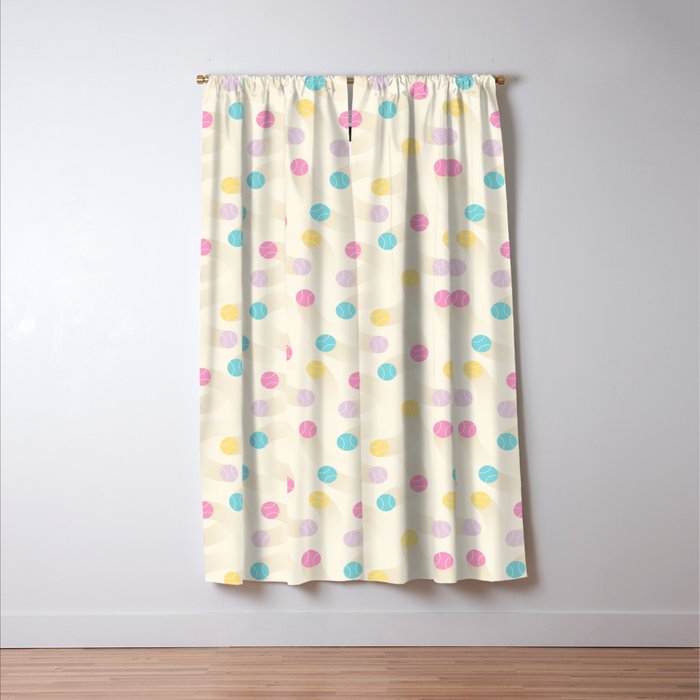 Colorful pastel tennis balls pattern Window Curtain Gallery Image 3