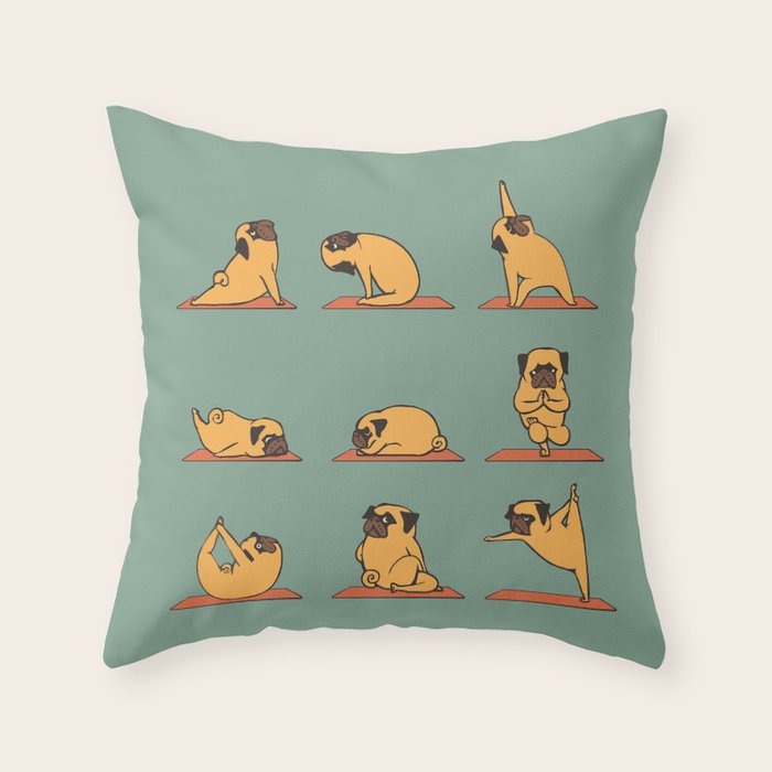 Pug Yoga Throw Pillow Gallery Image 6
