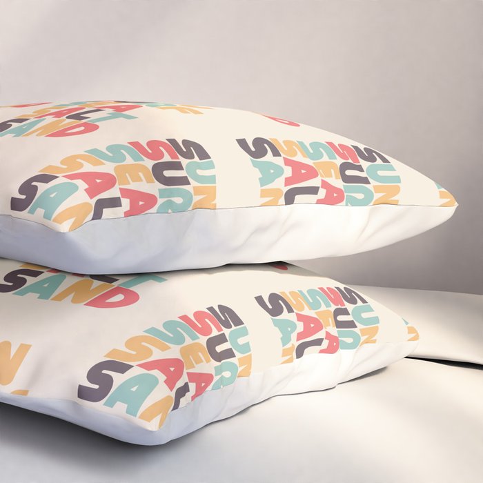 Sun Surf Sea Salt Sand Typography - Retro Rainbow Pillow Sham Gallery Image 3