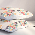 Sun Surf Sea Salt Sand Typography - Retro Rainbow Pillow Sham Gallery Image 3