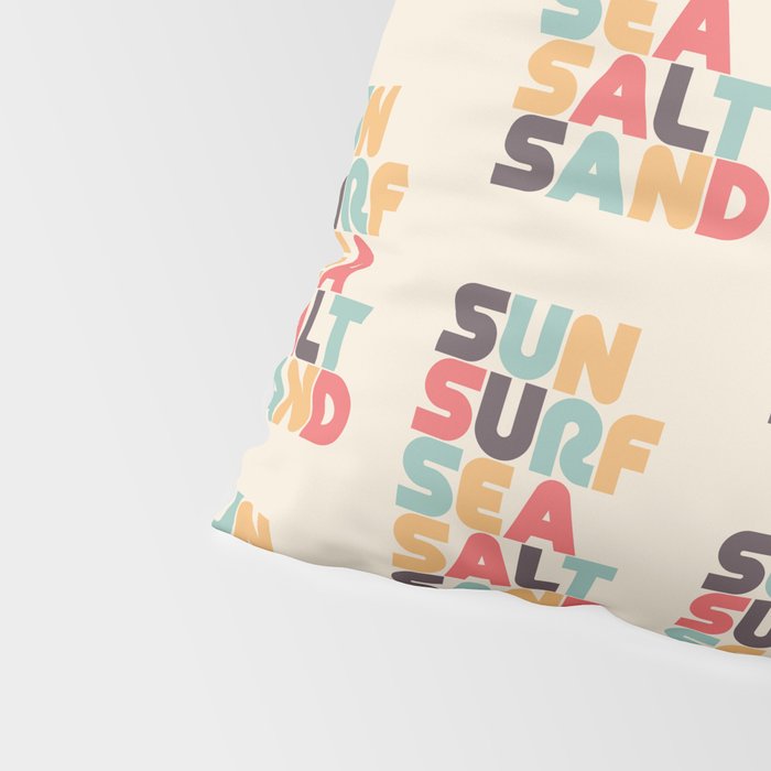 Sun Surf Sea Salt Sand Typography - Retro Rainbow Pillow Sham Gallery Image 4