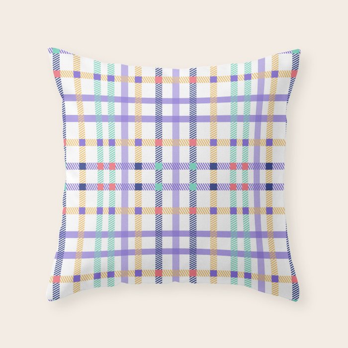 Vibrant Plaid Fusion A Throw Pillow Gallery Image 1
