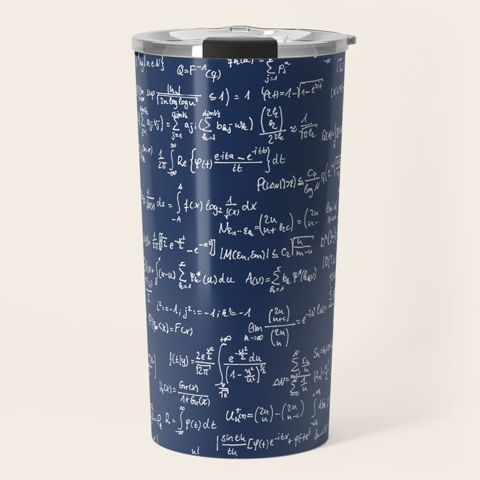 Math Equations // Navy Travel Mug Gallery Image 1