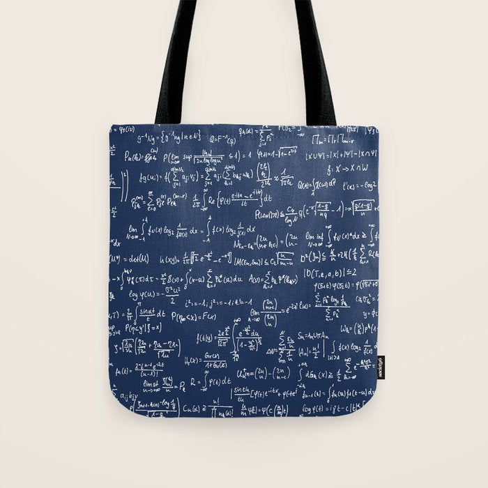 Math Equations // Navy Tote Bag Gallery Image 1