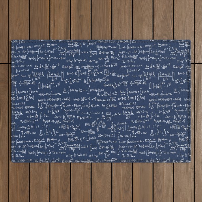 Math Equations // Navy Outdoor Rug Gallery Image 1