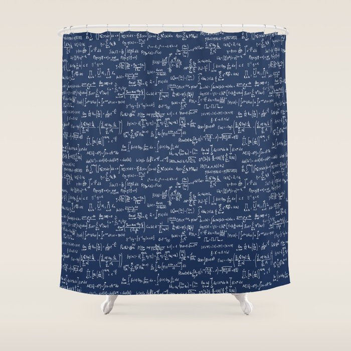 Math Equations // Navy Shower Curtain Gallery Image 1