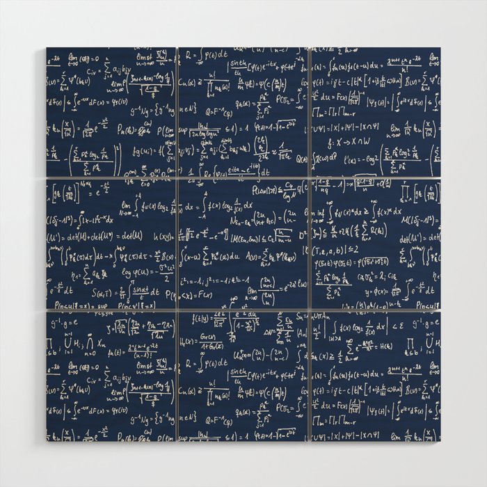 Math Equations // Navy Wood Wall Art Gallery Image 1