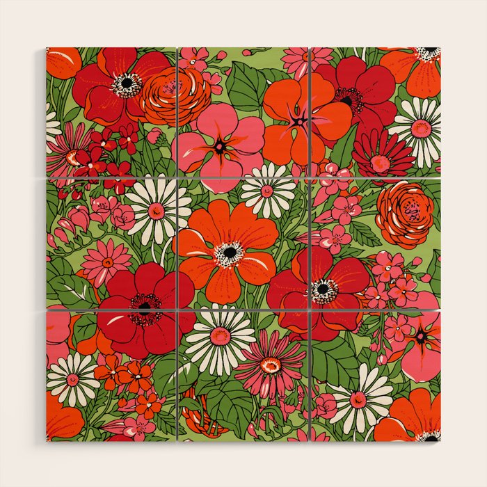 Retro Floral Pillowcase Wood Wall Art Gallery Image 1