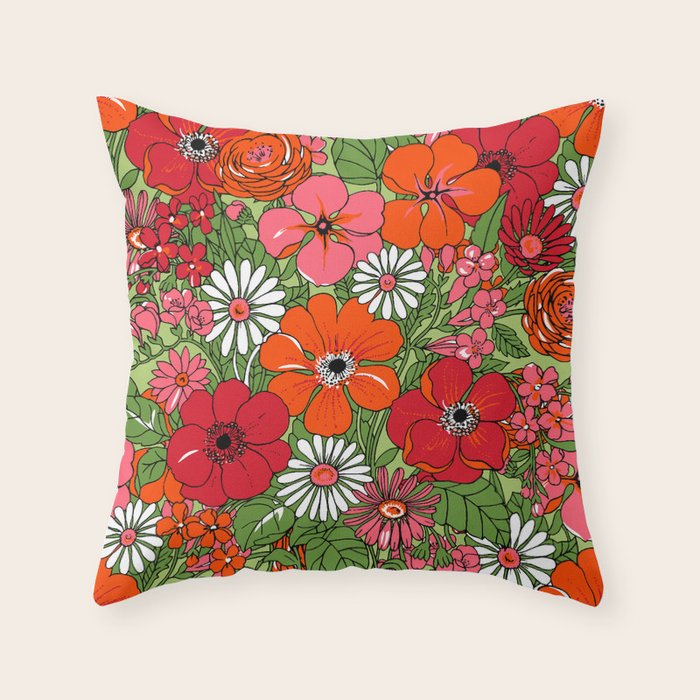 Retro Floral Pillowcase Throw Pillow Gallery Image 6