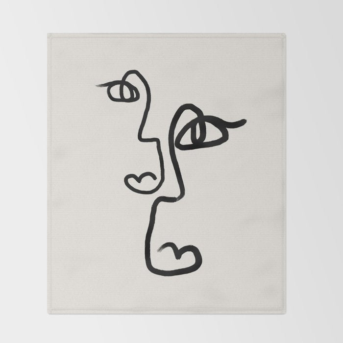 Faces | Black Throw Blanket Gallery Image 2