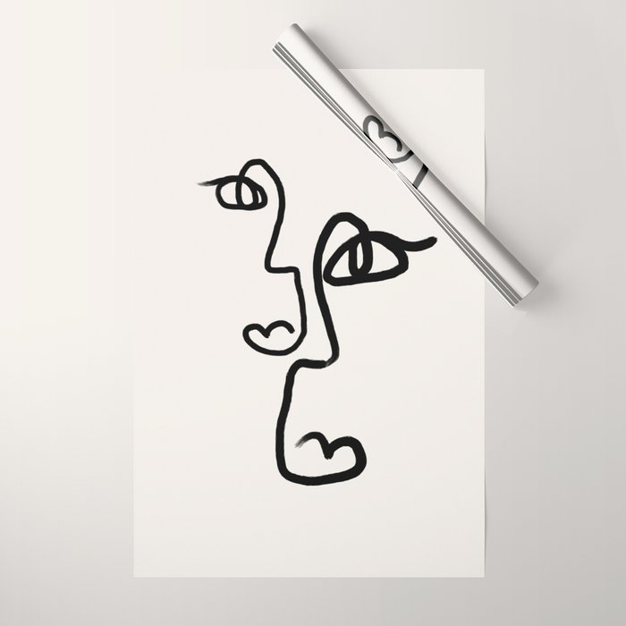 Faces | Black Wrapping Paper Gallery Image 1