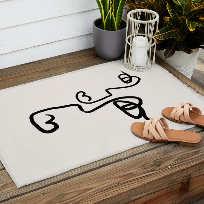 Faces | Black Outdoor Rug Gallery Image 2