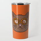 Brown Groovy Cat Travel Mug Gallery Image 1
