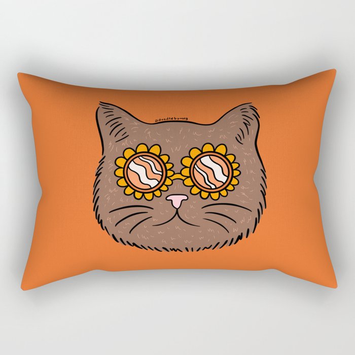 Brown Groovy Cat Rectangular Pillow Gallery Image 1